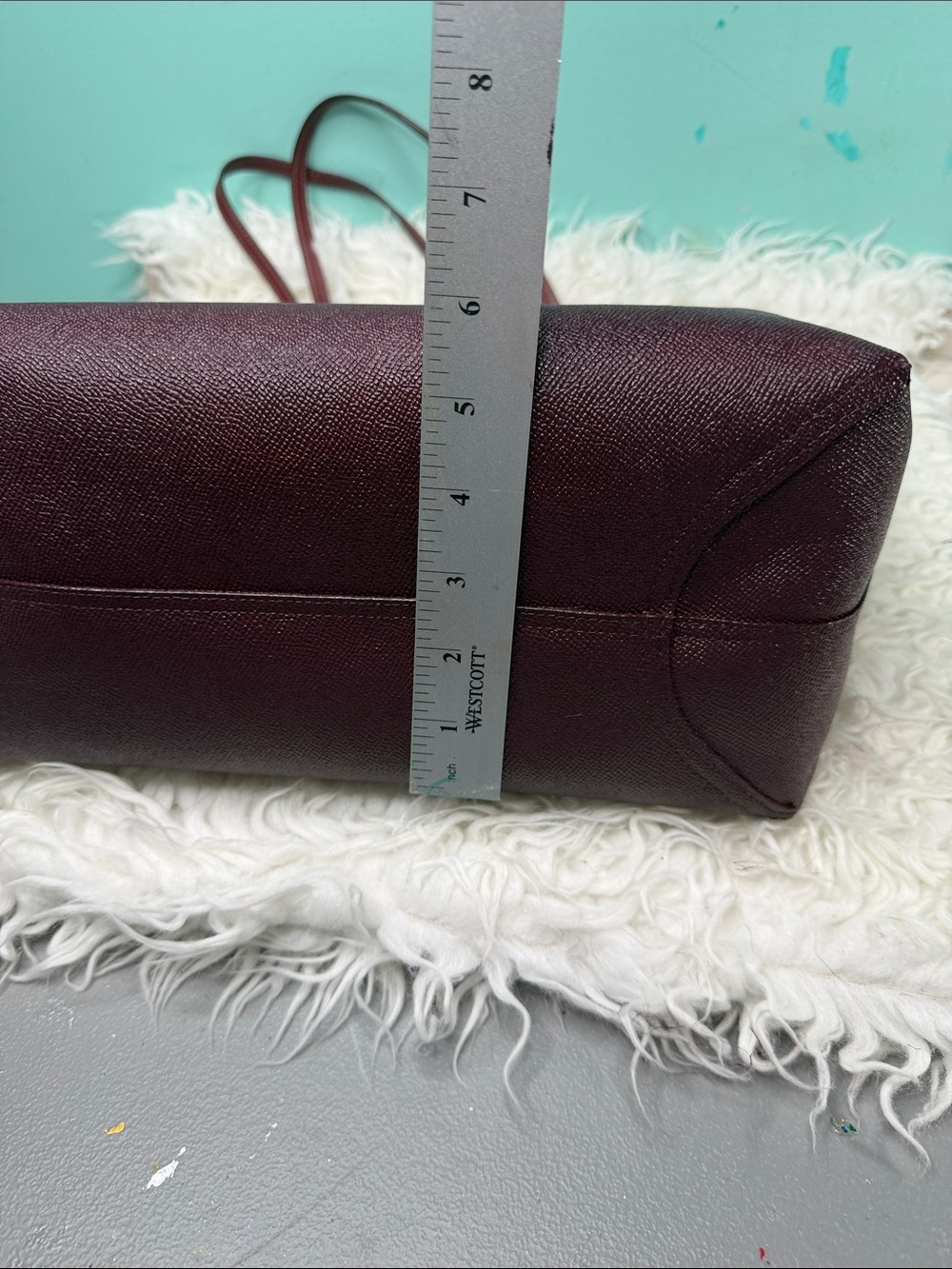 Coach Large Wine Red Leather Tote with Floral Lining - Picture 12 of 15